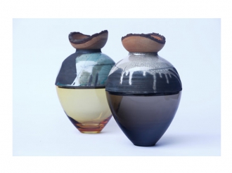 バタフライベッセル ブルーグリーン and ホワイト