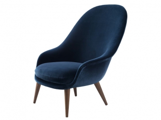 バット ラウンジチェア ウッドベース ハイバック