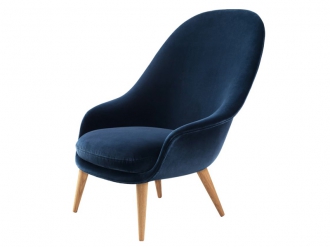 バット ラウンジチェア ウッドベース ハイバック